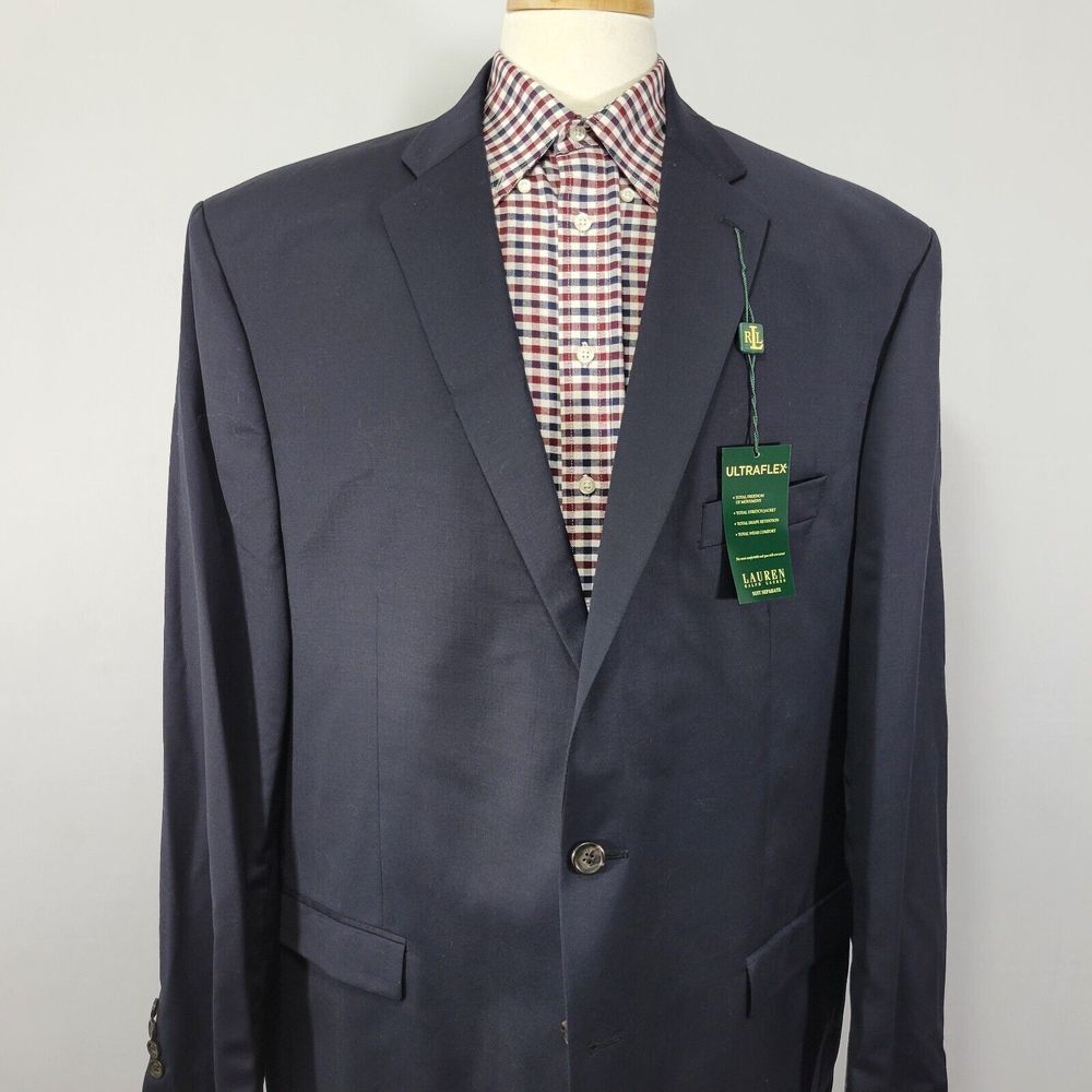 Lauren Ralph Lauren Men's Suit Jacket Ultraflex Two Button Navy Blue Wool 54L